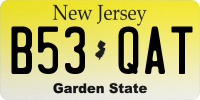 NJ license plate B53QAT