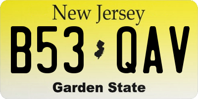 NJ license plate B53QAV