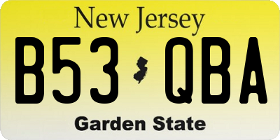 NJ license plate B53QBA