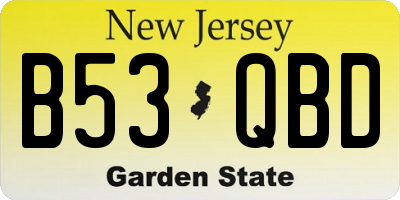 NJ license plate B53QBD