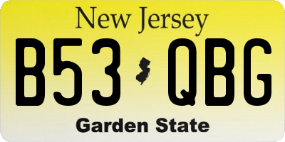 NJ license plate B53QBG