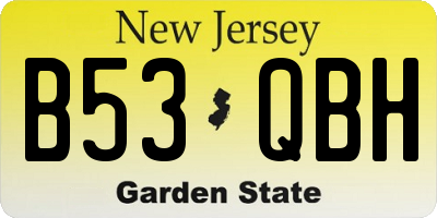 NJ license plate B53QBH