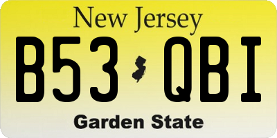 NJ license plate B53QBI