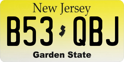 NJ license plate B53QBJ
