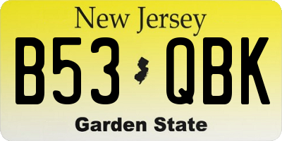 NJ license plate B53QBK