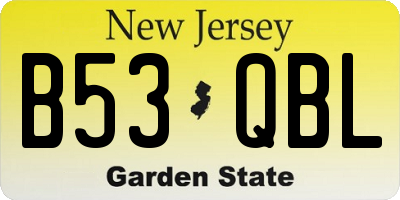 NJ license plate B53QBL