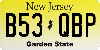 NJ license plate B53QBP
