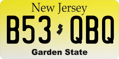 NJ license plate B53QBQ