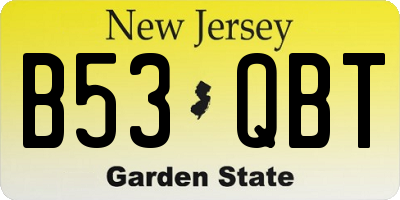 NJ license plate B53QBT