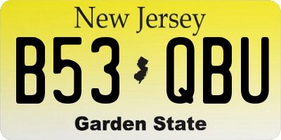 NJ license plate B53QBU