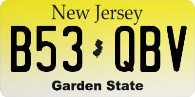 NJ license plate B53QBV