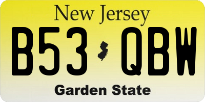 NJ license plate B53QBW