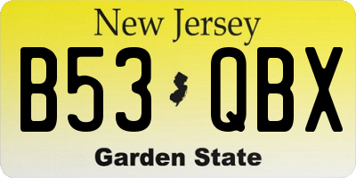 NJ license plate B53QBX