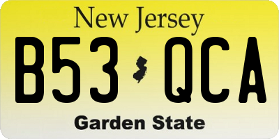 NJ license plate B53QCA