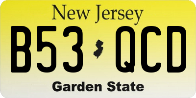 NJ license plate B53QCD
