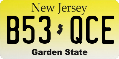 NJ license plate B53QCE