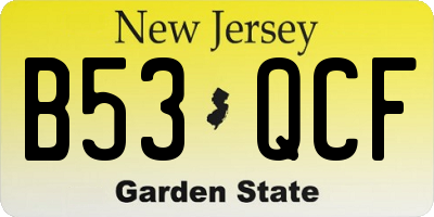 NJ license plate B53QCF