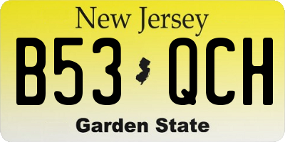NJ license plate B53QCH