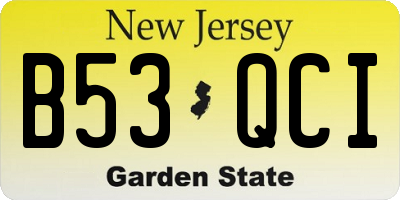 NJ license plate B53QCI