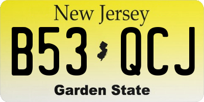 NJ license plate B53QCJ