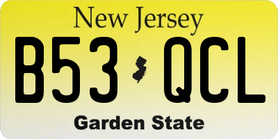 NJ license plate B53QCL