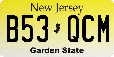 NJ license plate B53QCM