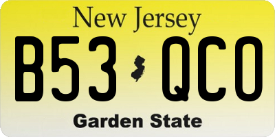 NJ license plate B53QCO
