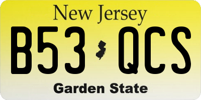 NJ license plate B53QCS