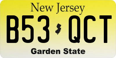 NJ license plate B53QCT
