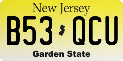 NJ license plate B53QCU