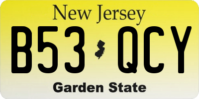 NJ license plate B53QCY