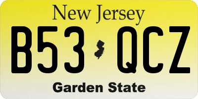 NJ license plate B53QCZ
