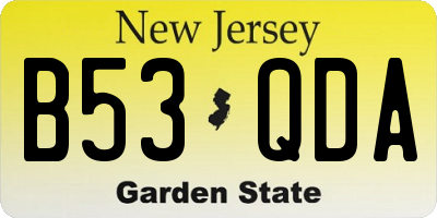 NJ license plate B53QDA