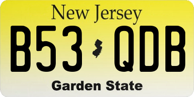 NJ license plate B53QDB