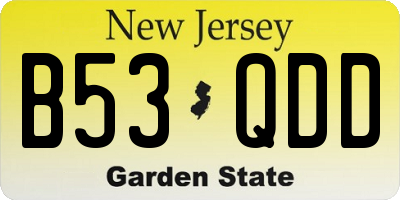 NJ license plate B53QDD