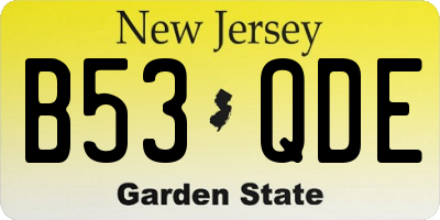 NJ license plate B53QDE