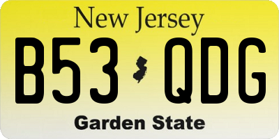 NJ license plate B53QDG