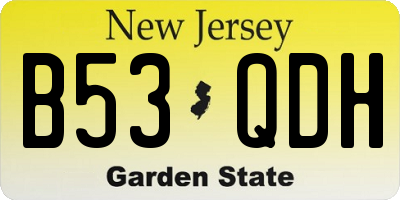 NJ license plate B53QDH