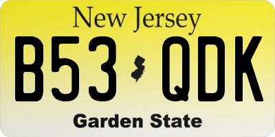 NJ license plate B53QDK