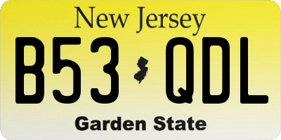 NJ license plate B53QDL