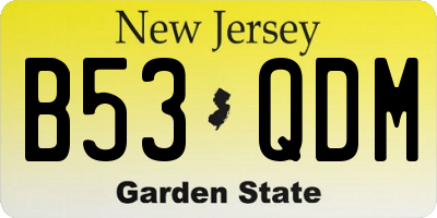 NJ license plate B53QDM