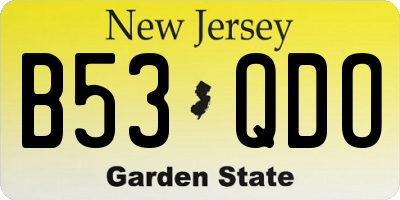 NJ license plate B53QDO