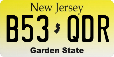 NJ license plate B53QDR