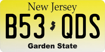 NJ license plate B53QDS
