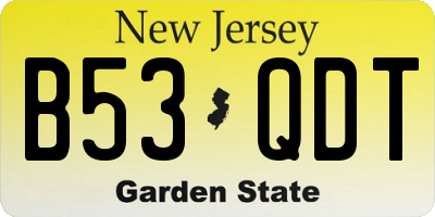 NJ license plate B53QDT