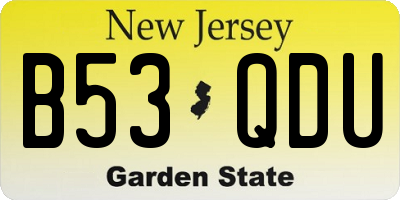 NJ license plate B53QDU