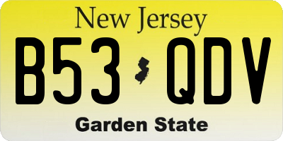 NJ license plate B53QDV