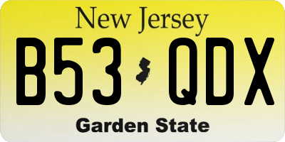 NJ license plate B53QDX