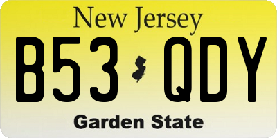 NJ license plate B53QDY