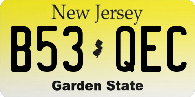 NJ license plate B53QEC